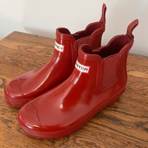 Red Hunter ankle rain boots